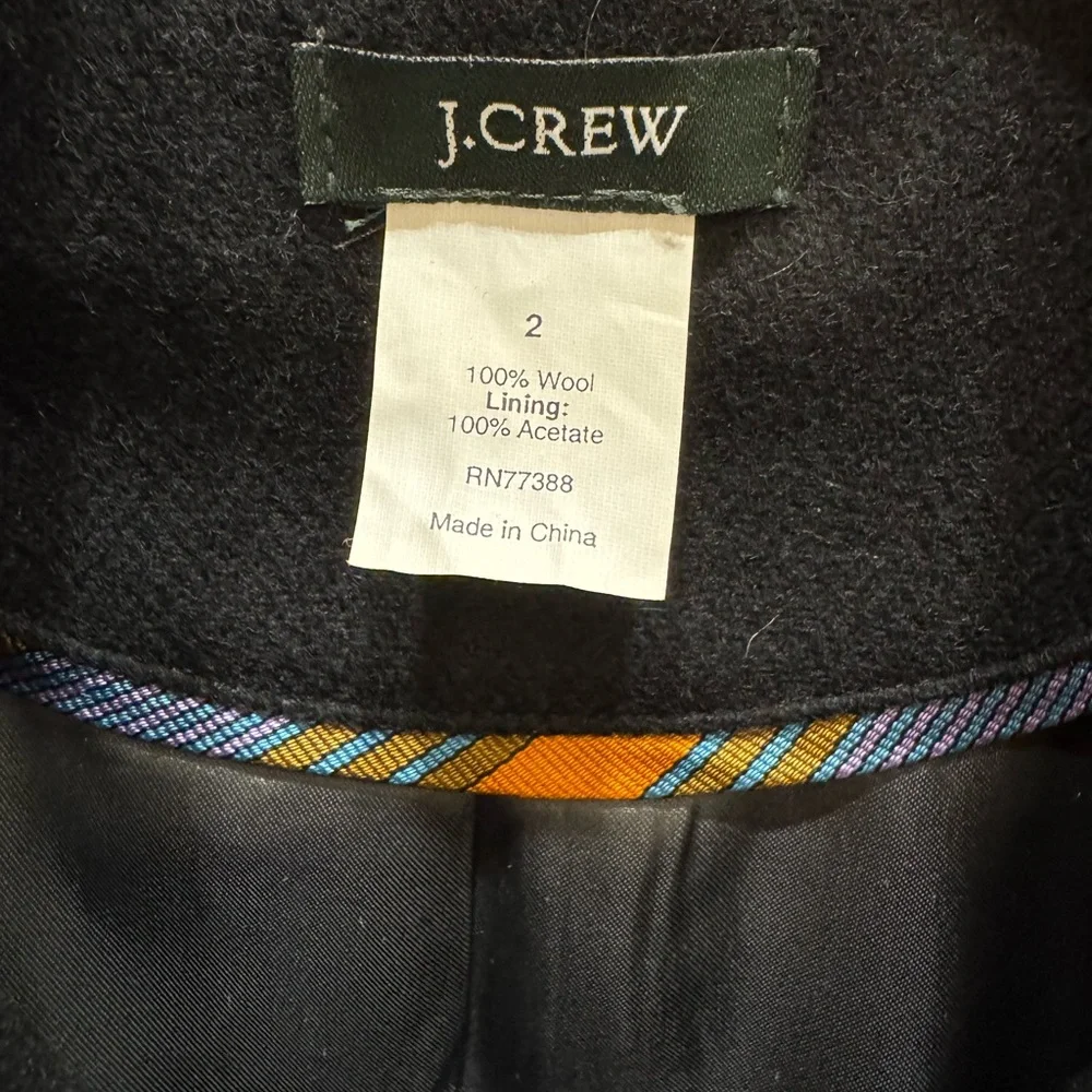 J. Crew Robert Noble Scottish Wool Belted Blazer Black Women’s Size 2 - Picture 9 of 12